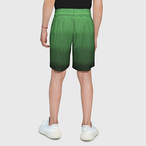 Детские шорты Зеленый градиент текстурные полосы / 3D-принт – фото 4