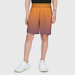 Шорты детские Градиент оранжевый в фиолетовый мелкий ромбик, цвет: 3D-принт — фото 2