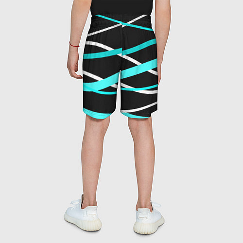 Детские шорты Чёрный с бело-голубыми полосами / 3D-принт – фото 4
