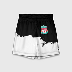 Шорты детские Liverpool черно белый, цвет: 3D-принт