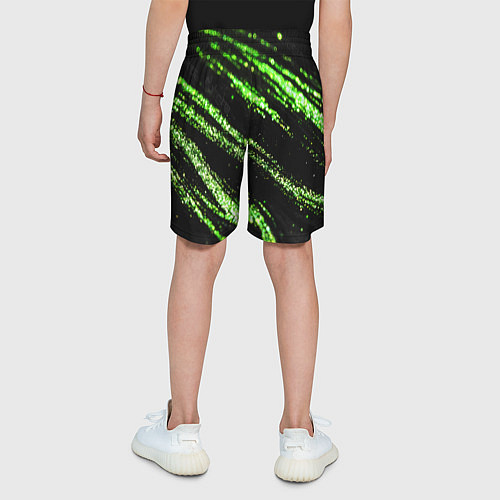 Детские шорты Зеленые блестки на черном / 3D-принт – фото 4