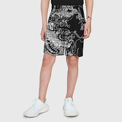 Шорты детские Белый дракон на черном, цвет: 3D-принт — фото 2
