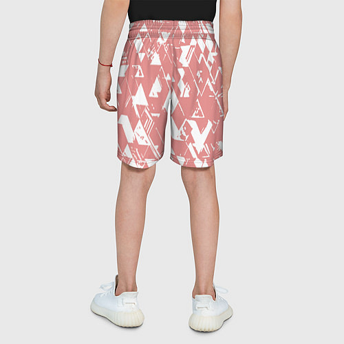 Детские шорты Розовый с белыми вставками абстрактный / 3D-принт – фото 4