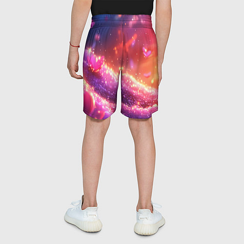 Детские шорты Фиолетовые и красные оттенки текстура / 3D-принт – фото 4