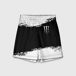 Шорты детские Monster energy белые краски, цвет: 3D-принт