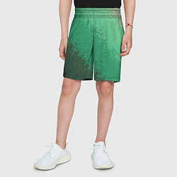 Шорты детские Градиент текстурный зелёный, цвет: 3D-принт — фото 2