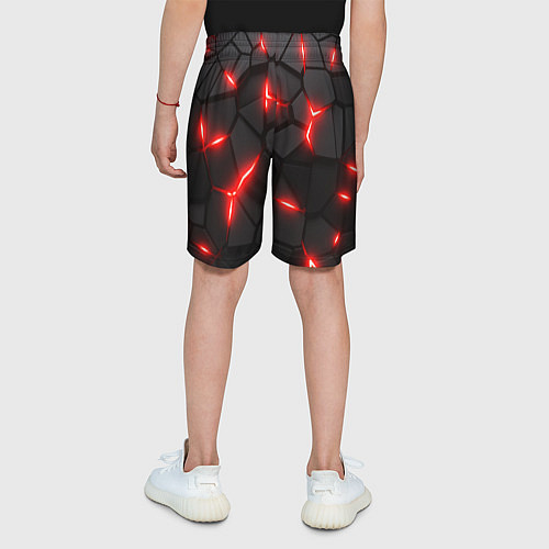 Детские шорты Красная неоновая броня / 3D-принт – фото 4