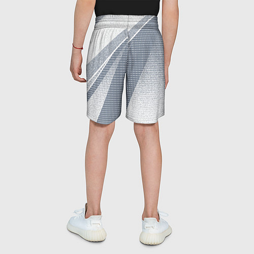 Детские шорты Светлый серо-голубой текстурированный с полосой / 3D-принт – фото 4