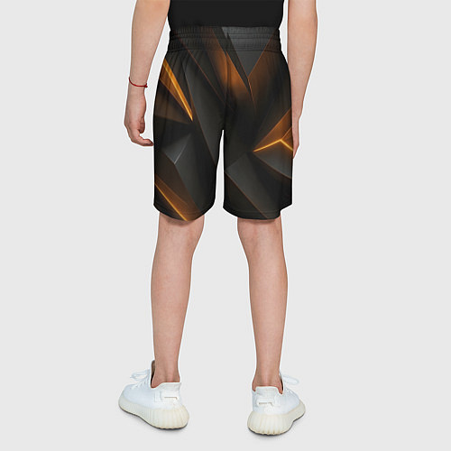 Детские шорты Черная текстура с углами / 3D-принт – фото 4