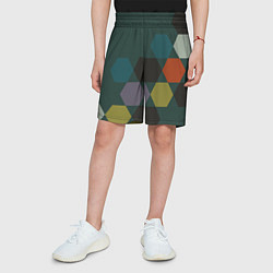 Шорты детские Кластер зеленая ночь, цвет: 3D-принт — фото 2