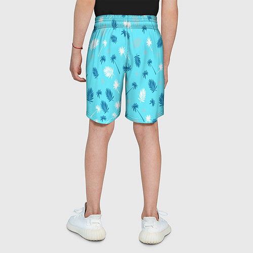 Детские шорты Текстура голубой гавайской рубашки / 3D-принт – фото 4