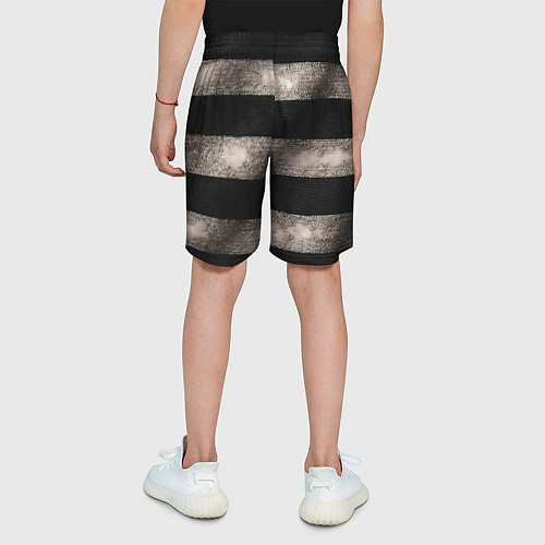 Детские шорты Черно-белая тельняшка текстура / 3D-принт – фото 4