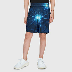 Шорты детские Синий камуфляж со вспышками, цвет: 3D-принт — фото 2