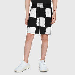 Шорты детские Черные квадраты в виде шахматной доски, цвет: 3D-принт — фото 2