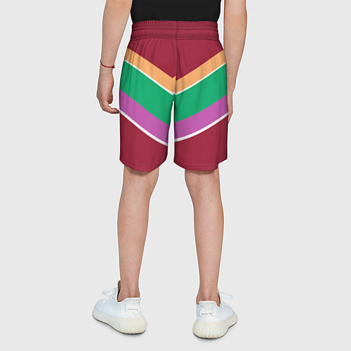 Детские шорты Тёмный красный с полосами / 3D-принт – фото 4