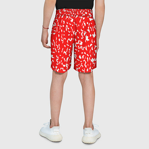 Детские шорты Красный яркий камуфляж / 3D-принт – фото 4