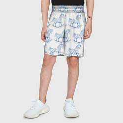 Шорты детские Лошадка качалка гжель, цвет: 3D-принт — фото 2
