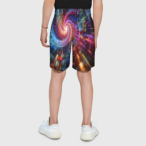 Детские шорты Fractal neon spiral - ai art fantasy / 3D-принт – фото 4