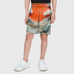 Шорты детские Японский пейзаж абстракция, цвет: 3D-принт — фото 2