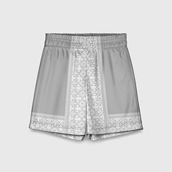 Шорты детские Славянский узор на сером - вышиванка рубаха, цвет: 3D-принт