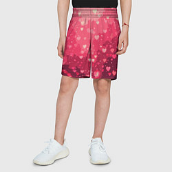 Шорты детские Розовый с сердечками паттерн, цвет: 3D-принт — фото 2