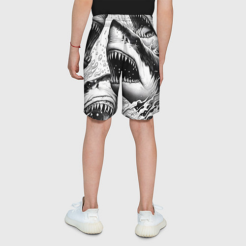 Детские шорты Белая акула - стая / 3D-принт – фото 4