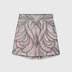 Шорты детские Нежно розовый орнамент из перьев, цвет: 3D-принт