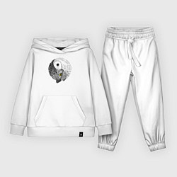 Костюм хлопковый детский Инь Янь по совиному, цвет: белый
