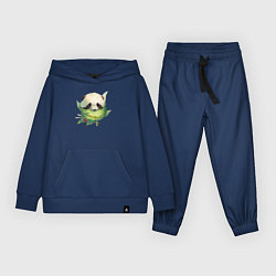 Костюм хлопковый детский Детёныш панды в гнезде из листьев, цвет: тёмно-синий