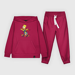 Костюм хлопковый детский Барт Симпсон - крутой скейтер, цвет: маджента