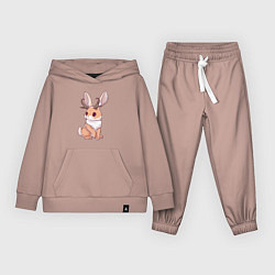 Костюм хлопковый детский Кролик с рожками - кролик олень, цвет: пыльно-розовый
