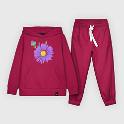 Костюм хлопковый детский Фиолетовый цветок, цвет: маджента