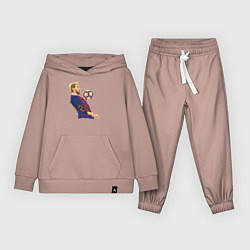 Костюм хлопковый детский Messi Barcelona, цвет: пыльно-розовый
