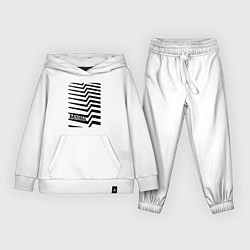 Костюм хлопковый детский Minimal надпись и полосы, цвет: белый