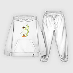 Костюм хлопковый детский Гусь серфингист в очках, цвет: белый