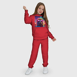 Костюм хлопковый детский Ежик в неоновых очках и куртке, цвет: красный — фото 2