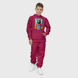 Костюм хлопковый детский Мишутка в пэчворк свитере - поп-арт ai, цвет: маджента — фото 2
