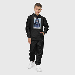 Костюм хлопковый детский Акварельный портрет Уэнсдей, цвет: черный — фото 2