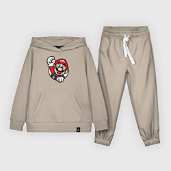 Костюм хлопковый детский Марио значок классический, цвет: миндальный