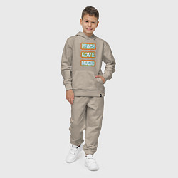 Костюм хлопковый детский Мир любовь музыка, цвет: миндальный — фото 2