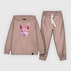Костюм хлопковый детский Розовый заяц - портрет кролика, цвет: пыльно-розовый