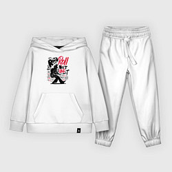 Костюм хлопковый детский Шимпанзе играет рок-н-рол, цвет: белый