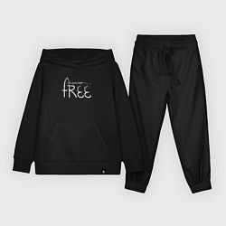 Костюм хлопковый детский Надпись free с буквой, стилизованной под кран, цвет: черный