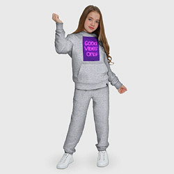 Костюм хлопковый детский Неоновая надпись good vibes only и кирпичная стена, цвет: меланж — фото 2