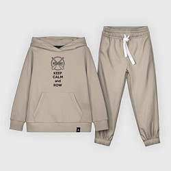 Костюм хлопковый детский Сохраняй спокойствие и греби, цвет: миндальный