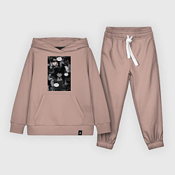 Костюм хлопковый детский Поднятие уровня в одиночку Джину Сон коллаж, цвет: пыльно-розовый