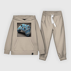 Костюм хлопковый детский Джинсовый геймпад для видеоигр, цвет: миндальный