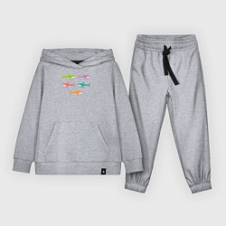 Костюм хлопковый детский Акулы в стиле поп-арт, цвет: меланж
