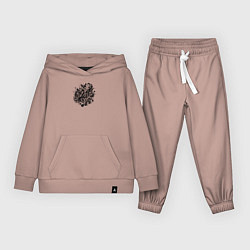 Костюм хлопковый детский Орнамент со скрипичным ключом тату стиль, цвет: пыльно-розовый