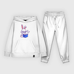 Костюм хлопковый детский Кролики с книжкой, цвет: белый
